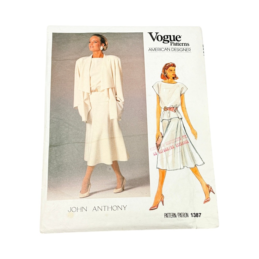 Vogue 1387 Sewing Pattern John Anthony Design Jacket Skirt Top Size 14 New Uncut